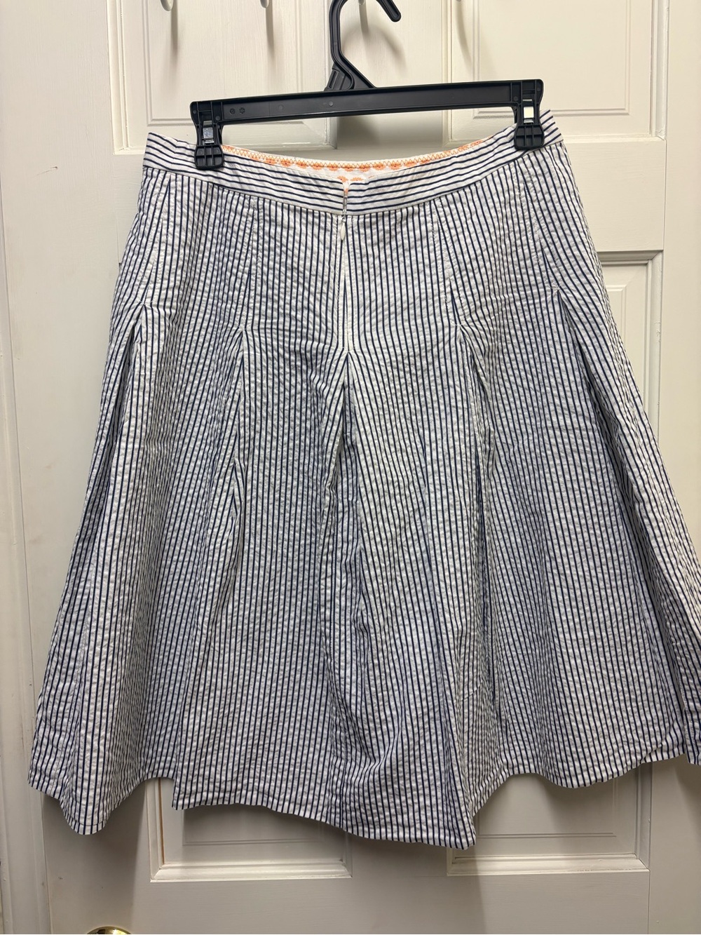 J. Crew Navy and White Striped A-Line Skirt